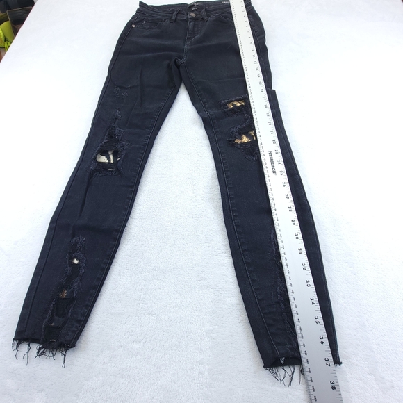 Judy Blue Womens Skinny Fit Distressed Black Leopard Print Jeans 5/27 JB82168BK - Picture 10 of 13